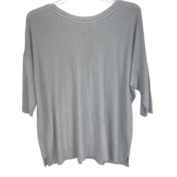 J. Jill Sweaters - J Jill Linen Blend SZ 2X Lightweight Gray Pullover Sweater 3/4 Sleeve Boat Neck